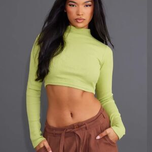 Sunday Best Neon Green Ribbed Crop Top small